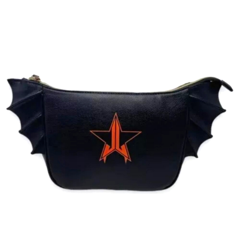 Jeffree Star BlK Bat Wing Full Zipper Handbag/Makeup Bag HALLOWEEN Ret. …